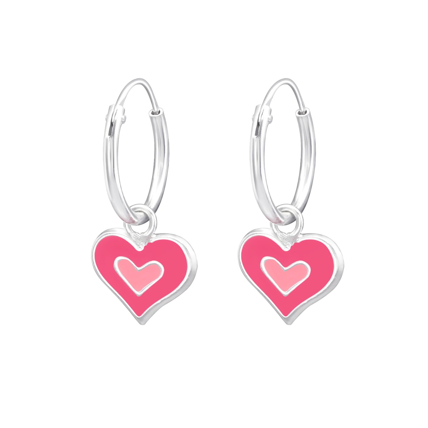Sterling Silver Earrings for Kids with Colorful Heart