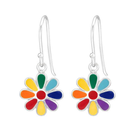 Pendientes con ganchos y pétalos de flores multicolor