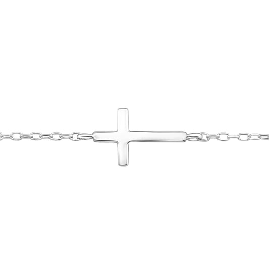 Pulsera con colgante de cruz fija sencilla