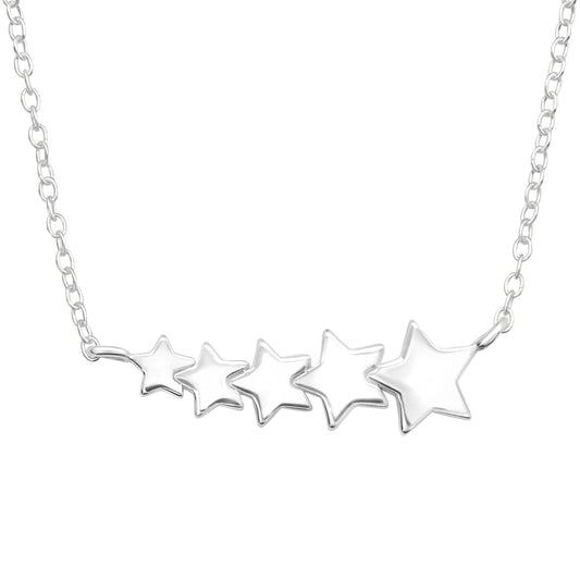 Collar con 5 estrellas enlazadas, tamaños crecientes