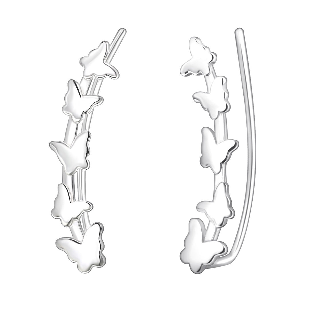 Sterling Silver Earrings – Elegant Design with 5 Delicate Butterflies