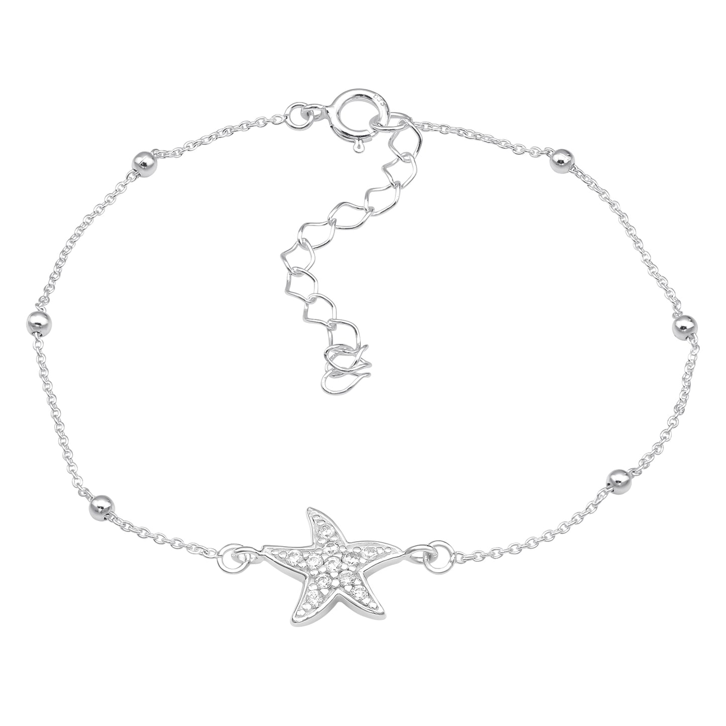 Pulsera con cuentas y colgante de estrella con circonitas