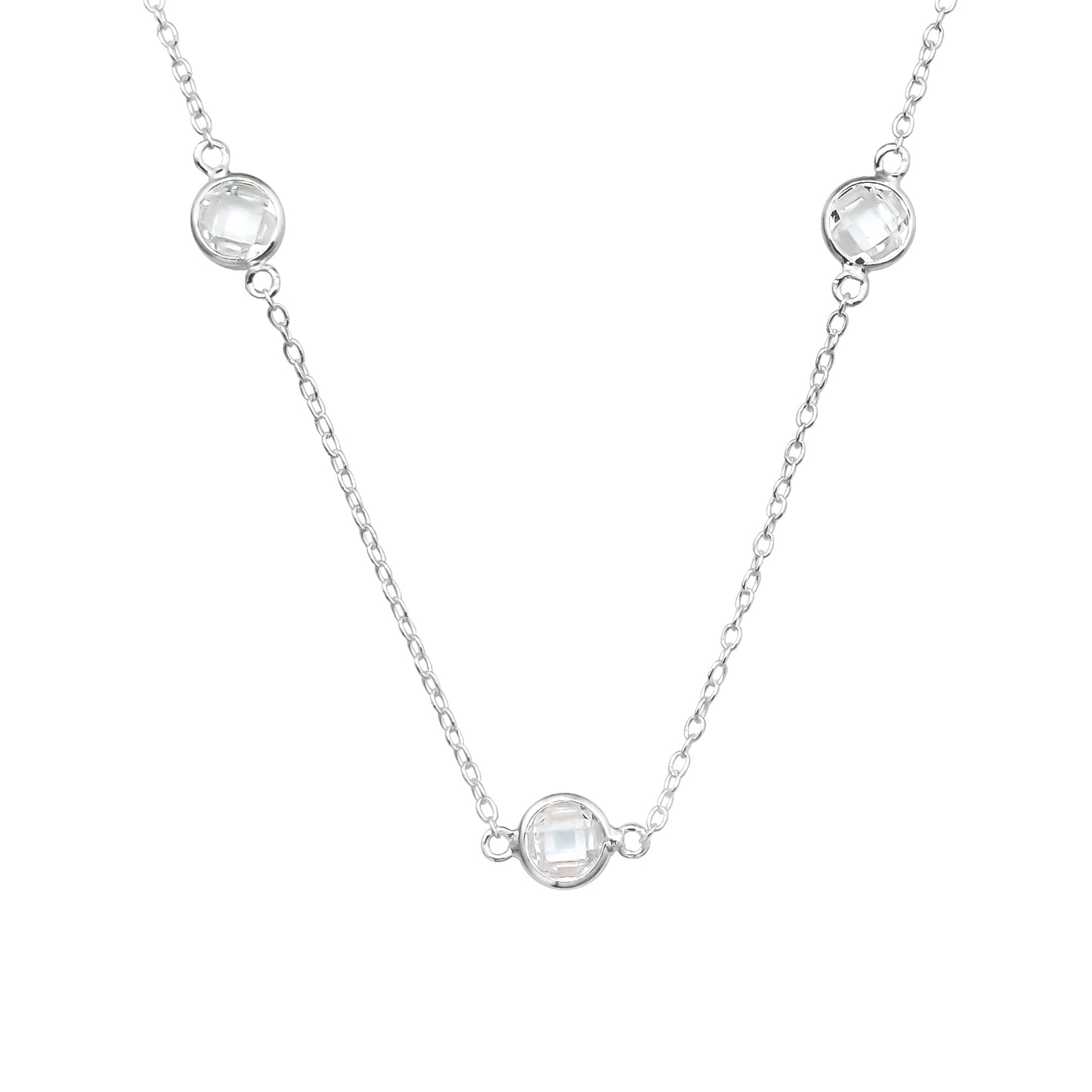 Necklace & Bracelet Set with 3 Zirconia Stones