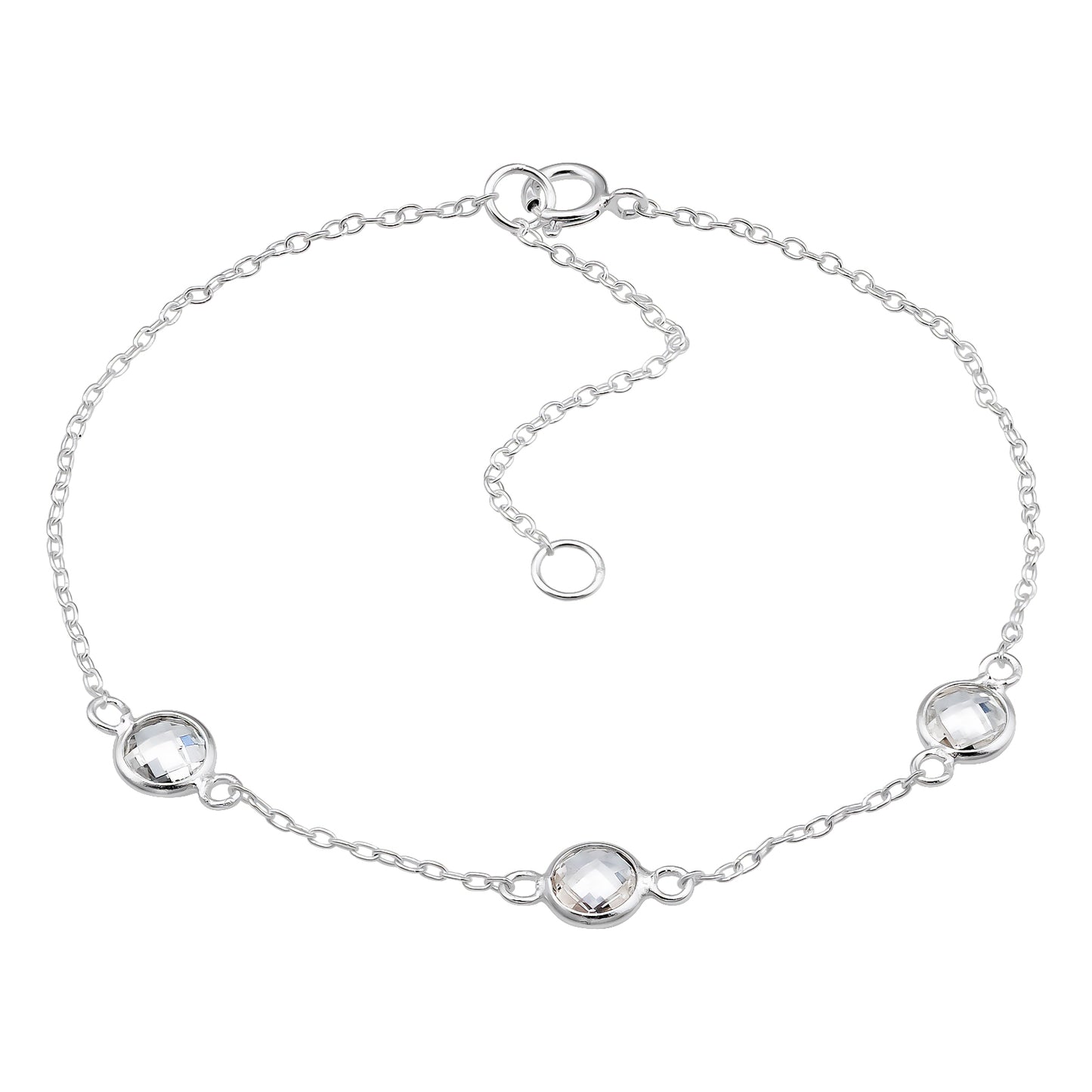 Necklace & Bracelet Set with 3 Zirconia Stones