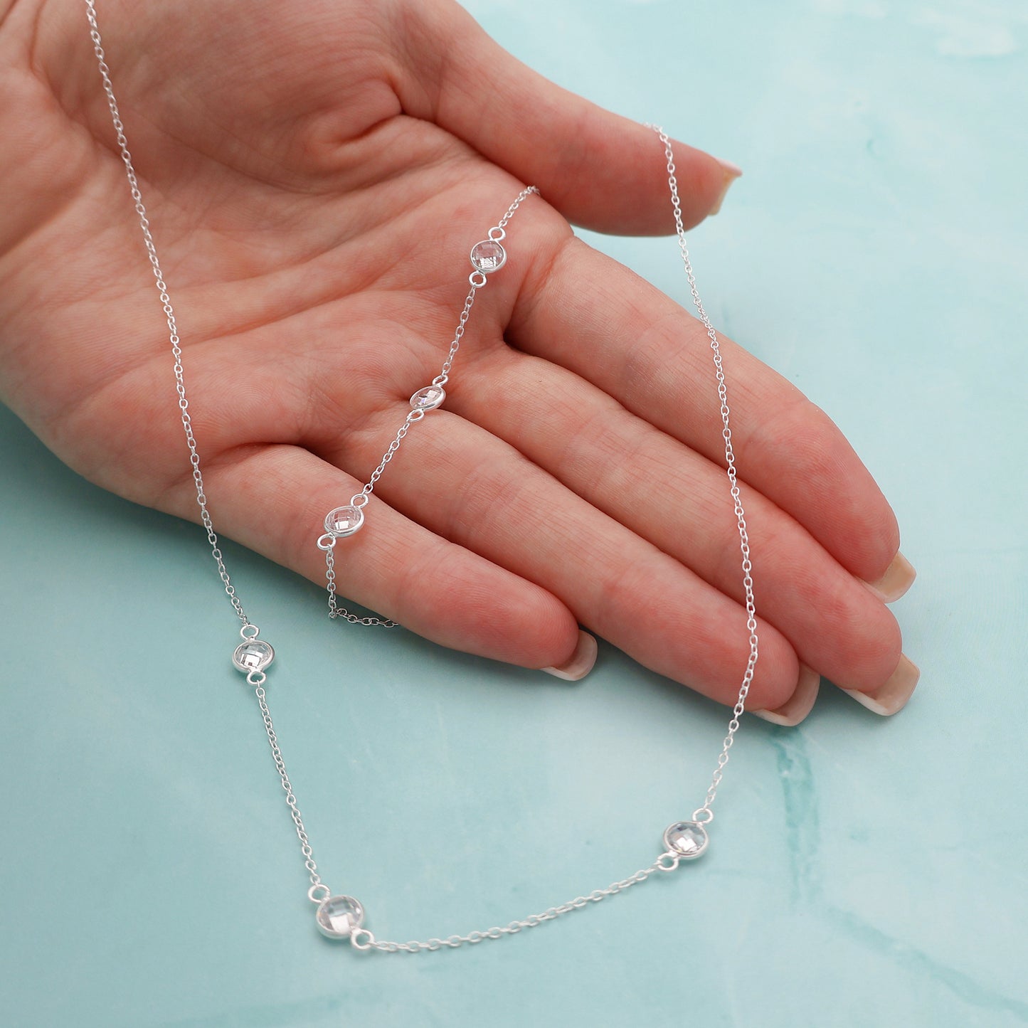 Necklace & Bracelet Set with 3 Zirconia Stones