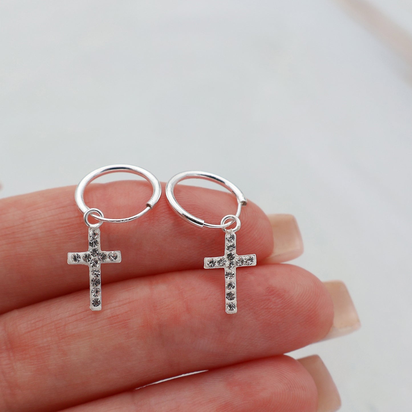 Cross Necklace, Bracelet & Earrings Set with 12 Zirconia Stones
