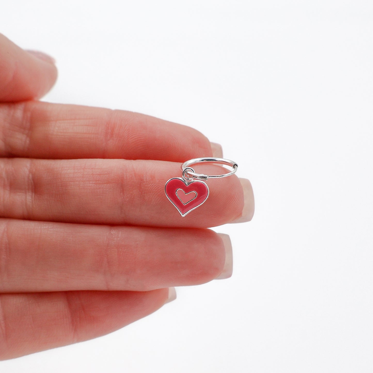 Sterling Silver Earrings for Kids with Colorful Heart