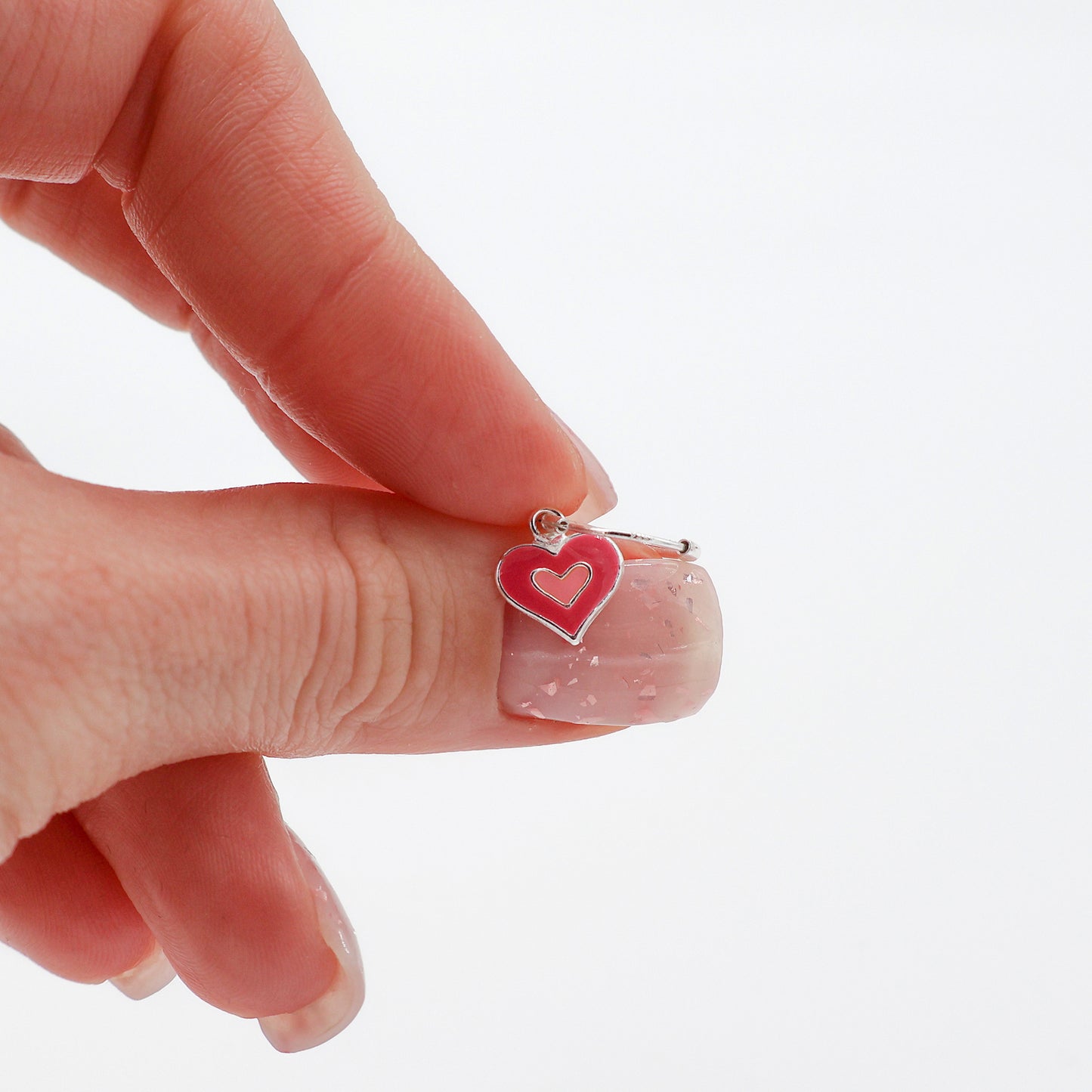 Sterling Silver Earrings for Kids with Colorful Heart