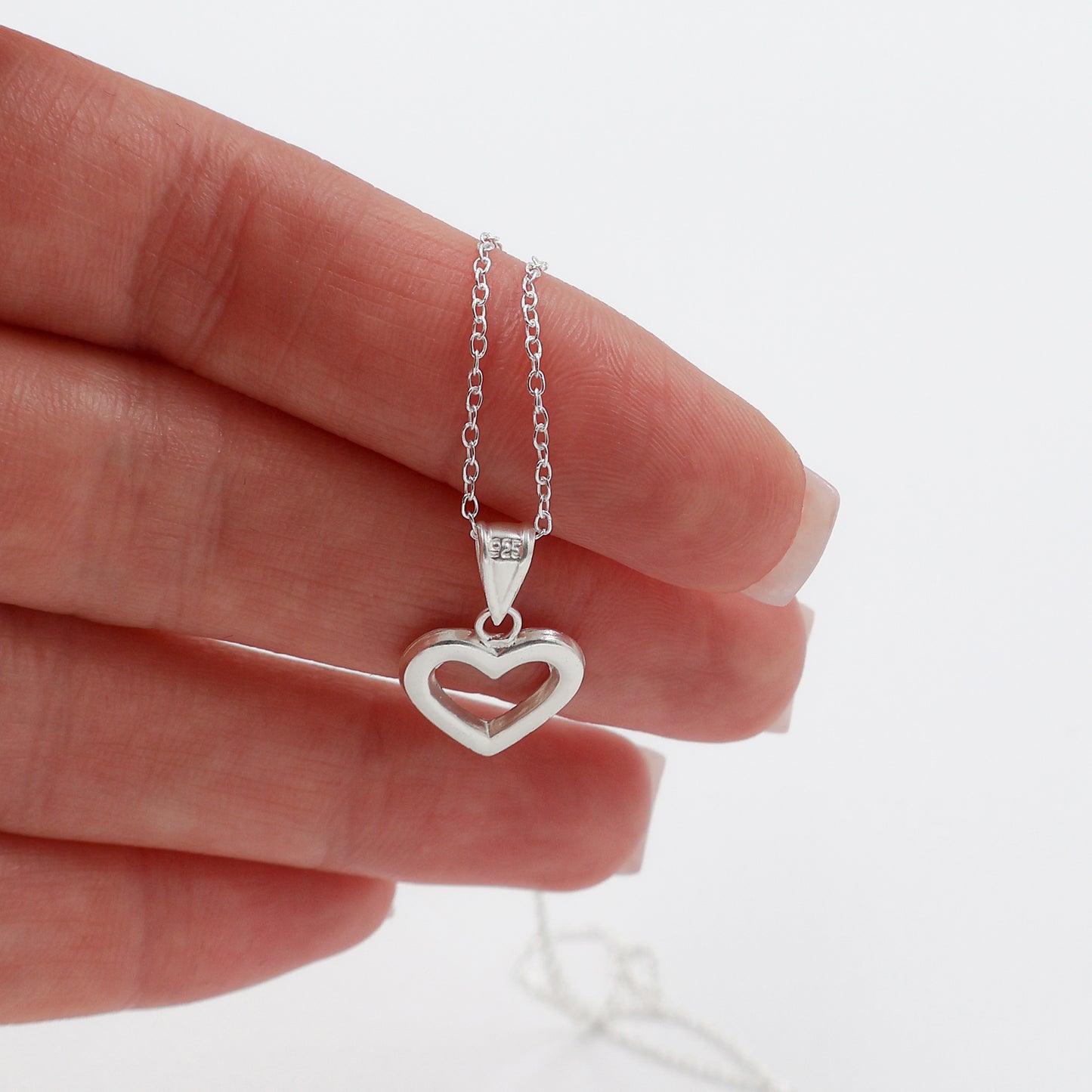 Sterling Silver 925 Heart Pendant Necklace with 16 Colorful Zirconia