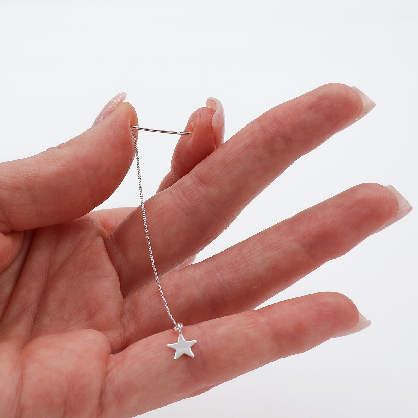 925 Sterling Silver Threader Earrings with Star Charm