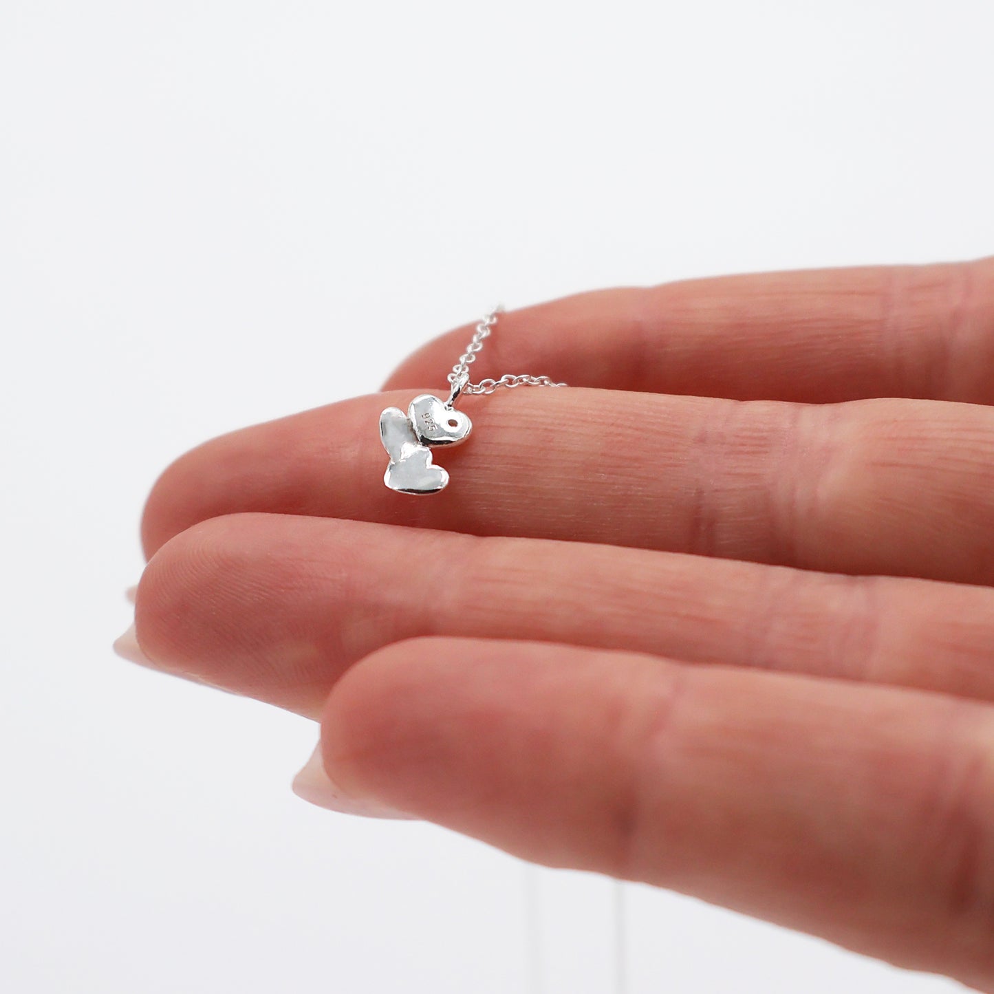 Women’s 925 Sterling Silver Necklace with Three Hearts Pendant and Zirconia