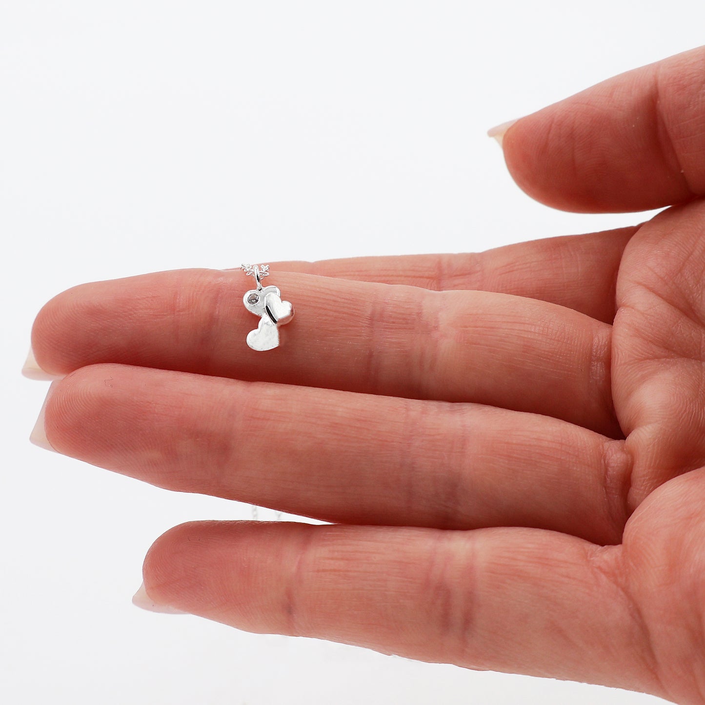Women’s 925 Sterling Silver Necklace with Three Hearts Pendant and Zirconia