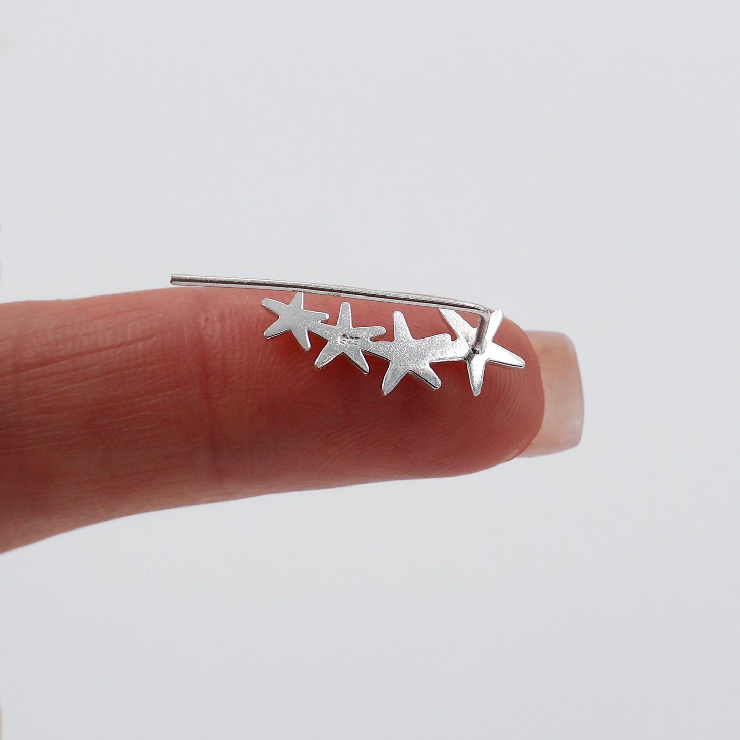 Sterling Silver Earrings  – Elegant Design with 4 Delicate Stars