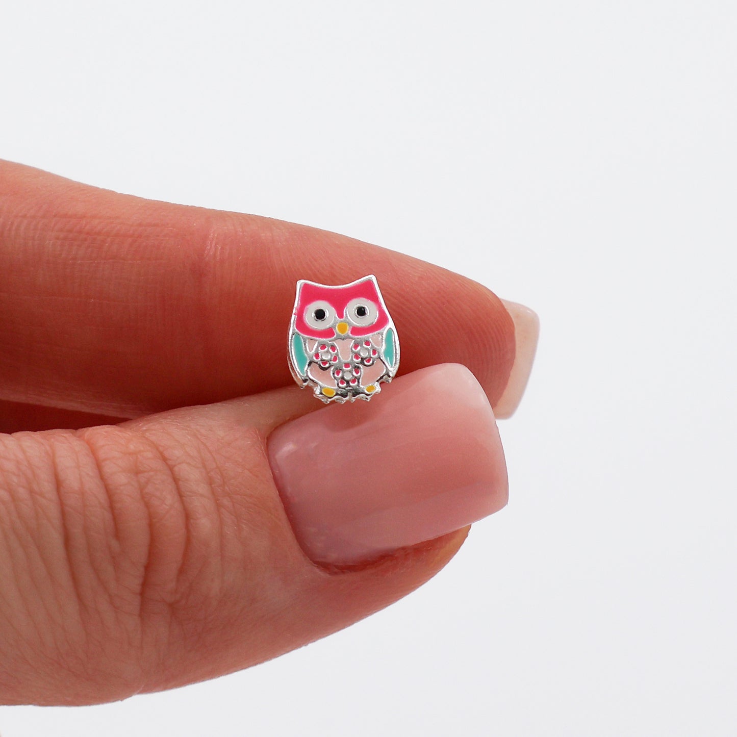 Sterling Silver Jewelry Set for Kids – Necklace and Earrings, Multicolored Owl
