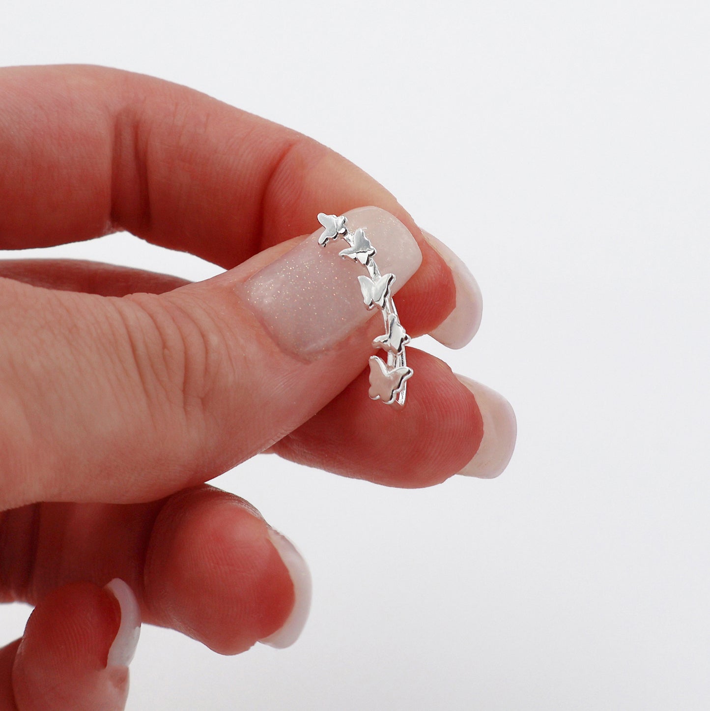 Sterling Silver Earrings – Elegant Design with 5 Delicate Butterflies