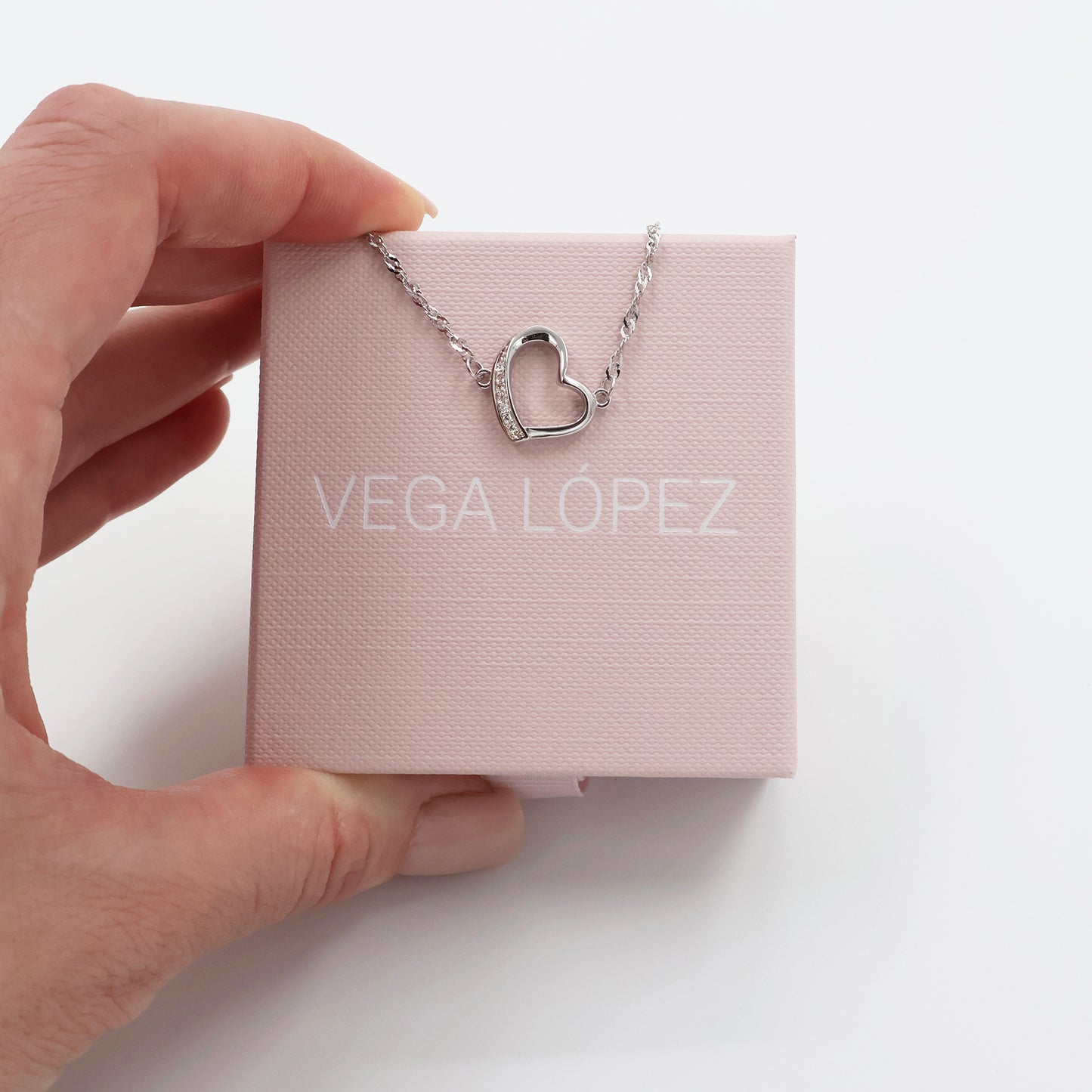 Radiant Heart Bracelet with Singapore Chain and White Zirconia Band