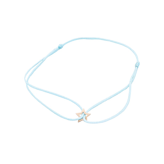 Bracelet with a star-shaped pendant of 14K solid gold on a double cord