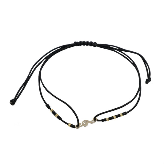 Bracelet with 14K solid gold treble clef pendant and Miyuki beads