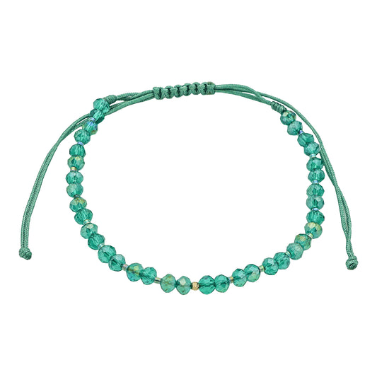 Bracelet with 1 bead made of 14K solid gold and turquoise crystals