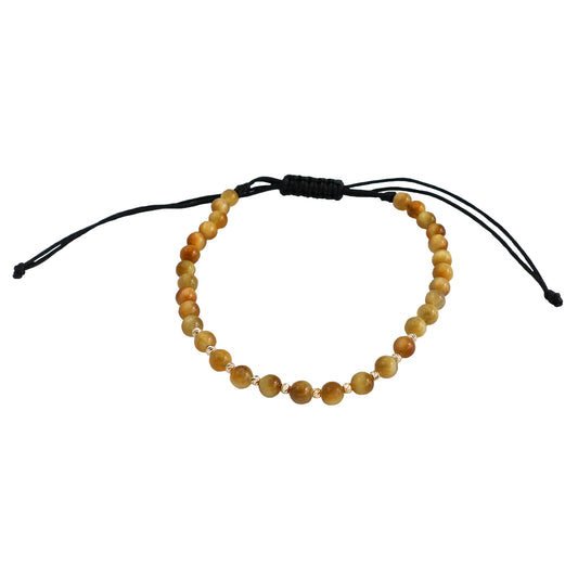Bracelet with semiprecious agate cat eye stones and 10 beads of 14K solid gold