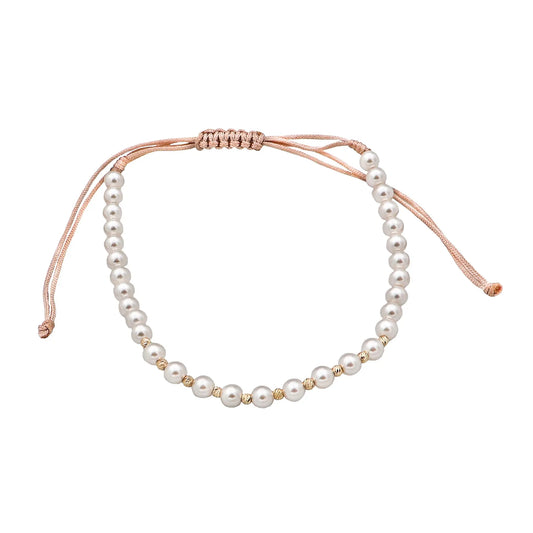Bracelet with Bohemian pearls and 10 beads of 14K solid gold
