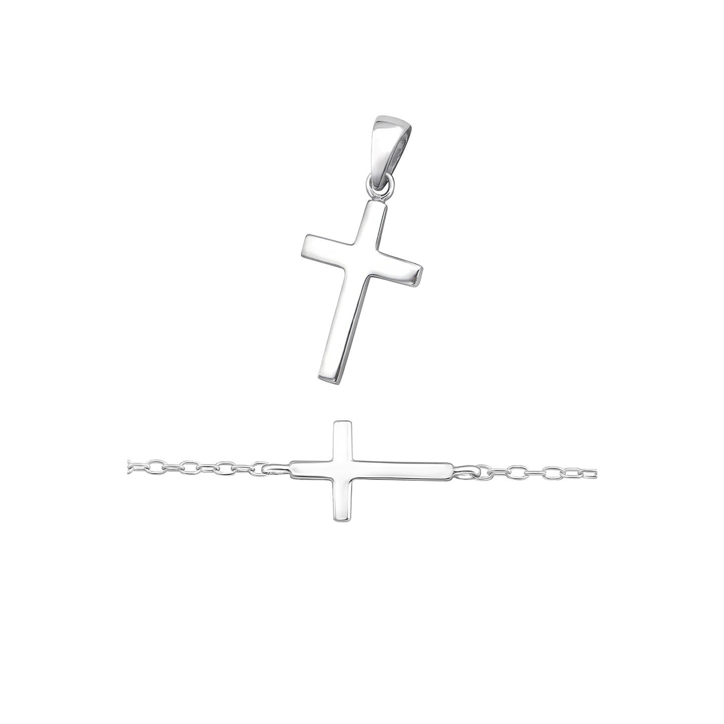 Cross Pendant Necklace & Bracelet Set