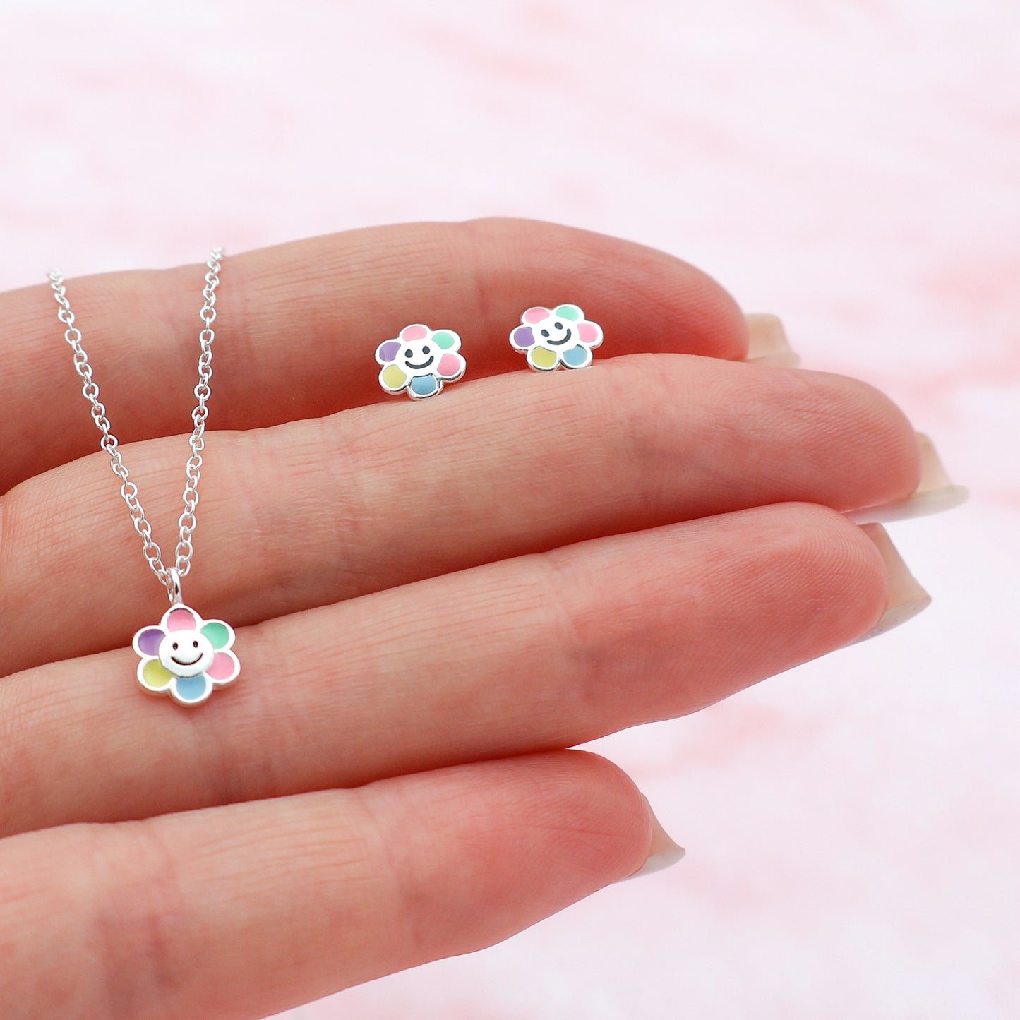 Smiling Flower Necklace & Earring Set