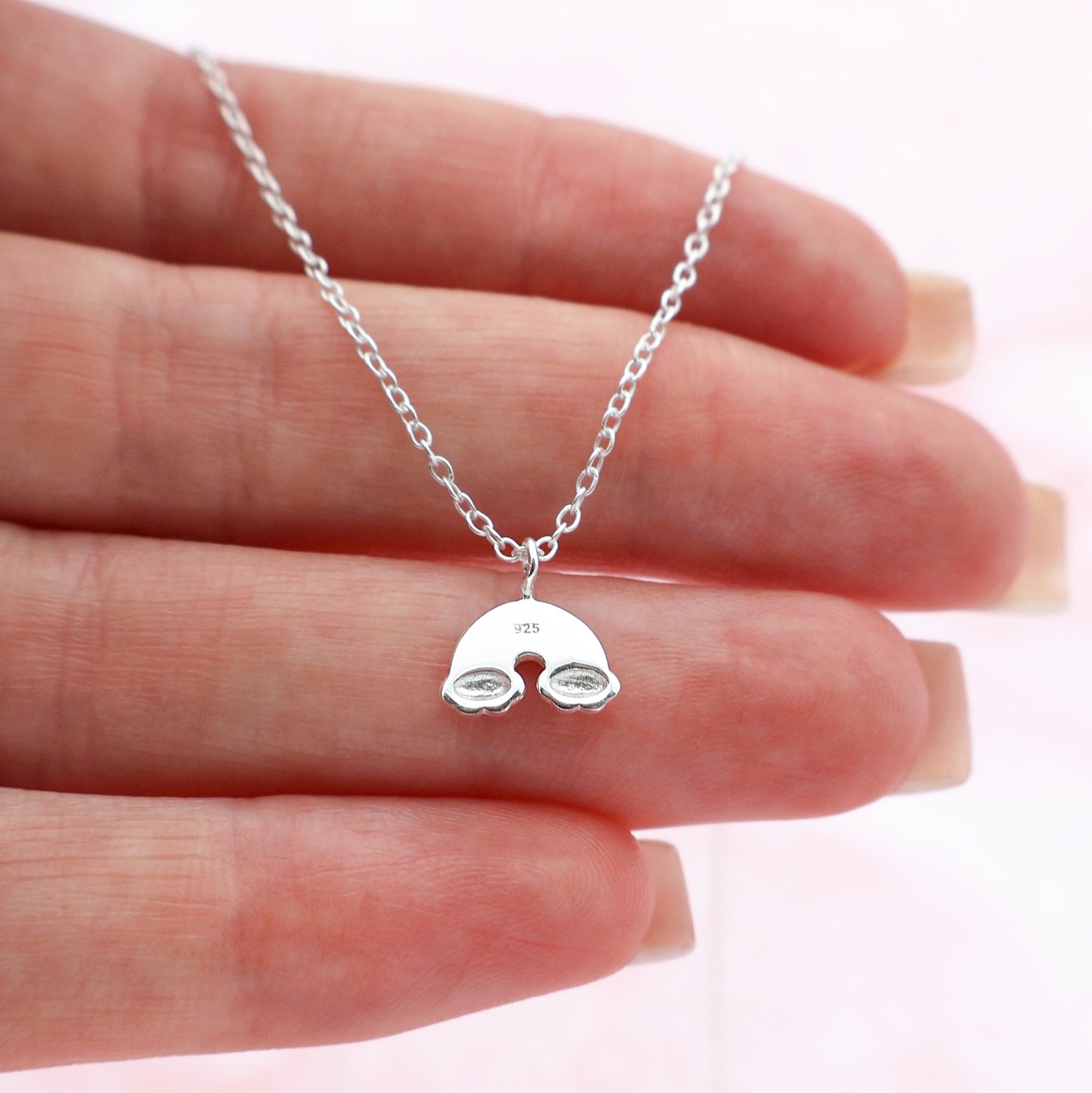 Sterling Silver necklace with a rainbow pendant, gift for girls