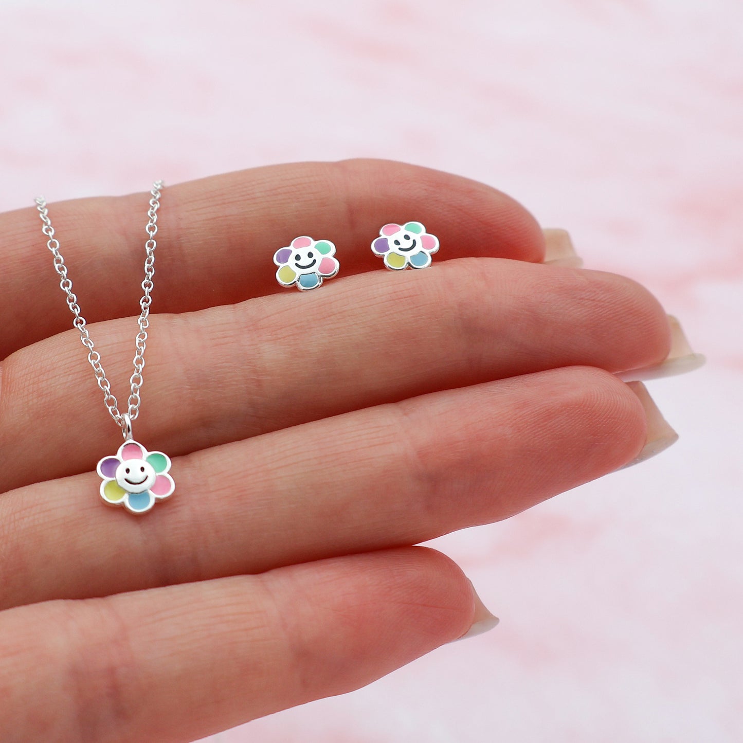 Smiling Flower Necklace & Earring Set