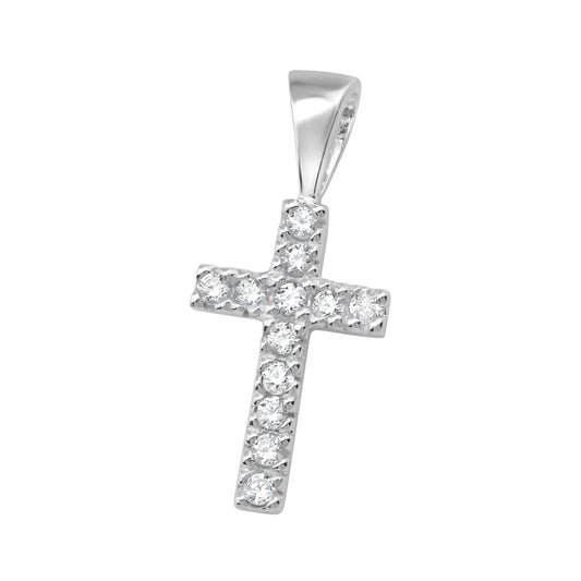 Silver Necklace with Cross Pendant and Zirconia – Gift for Women