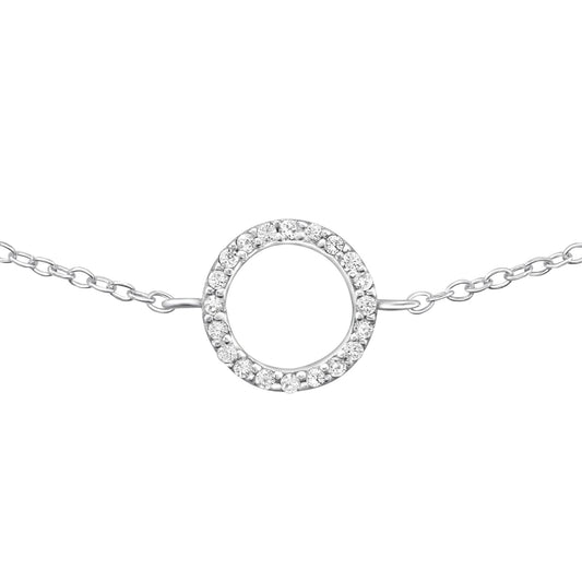 Bracelet with a circle pendant featuring 20 zirconia stones