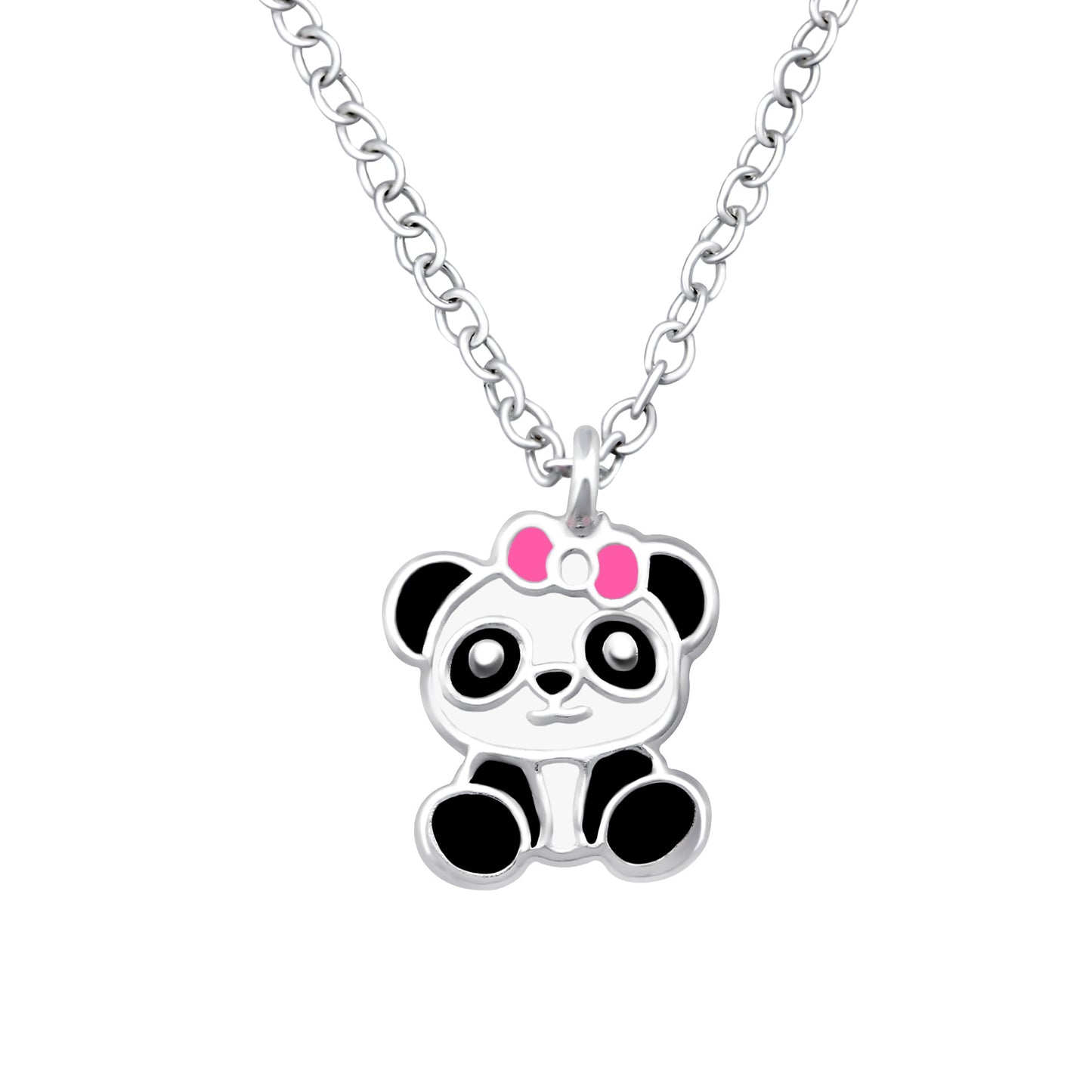 Children’s 925 Sterling Silver Panda Necklace with Bow – Adorable Design, Anti-Tarnish Finish