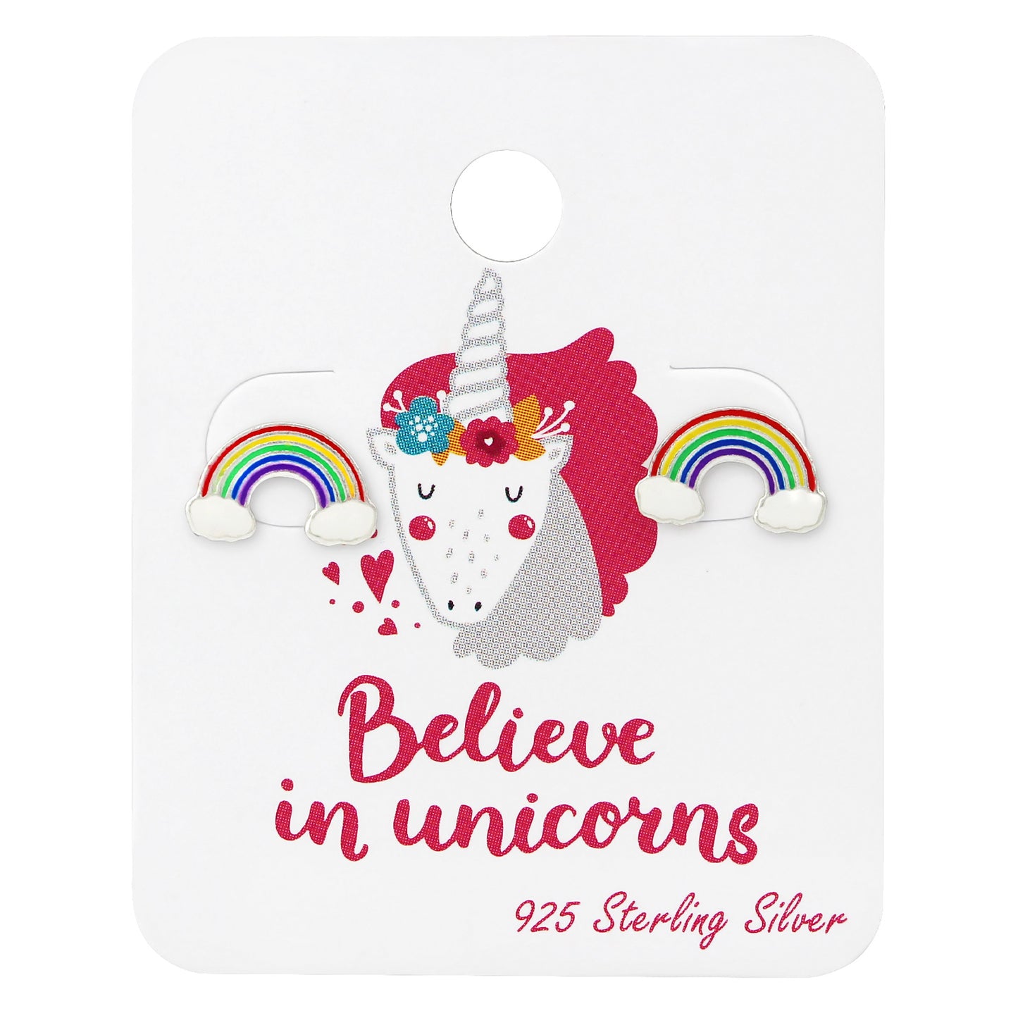 Stud earrings with clouds and a rainbow