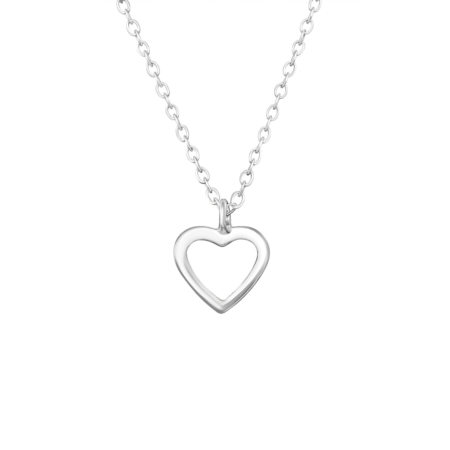 Elegant 925 Sterling Silver Necklace with Heart Contour Pendant