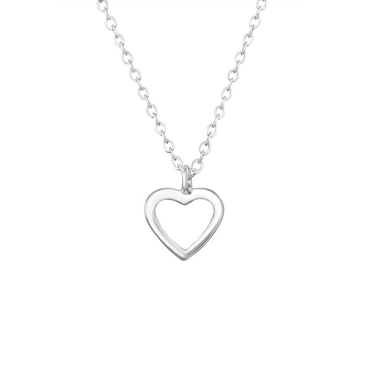 Elegant 925 Sterling Silver Necklace with Heart Contour Pendant