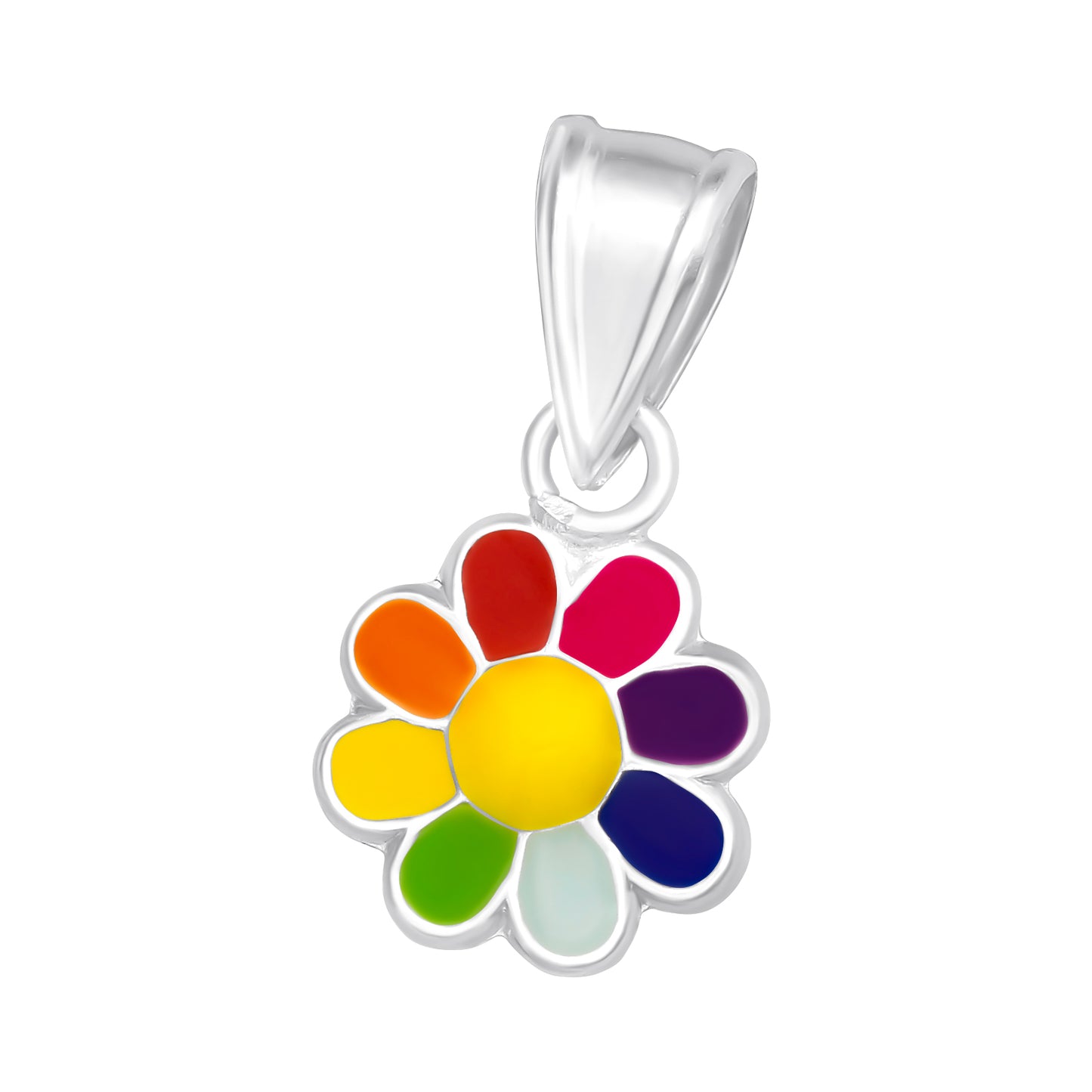 Necklace with a multicolored flower pendant