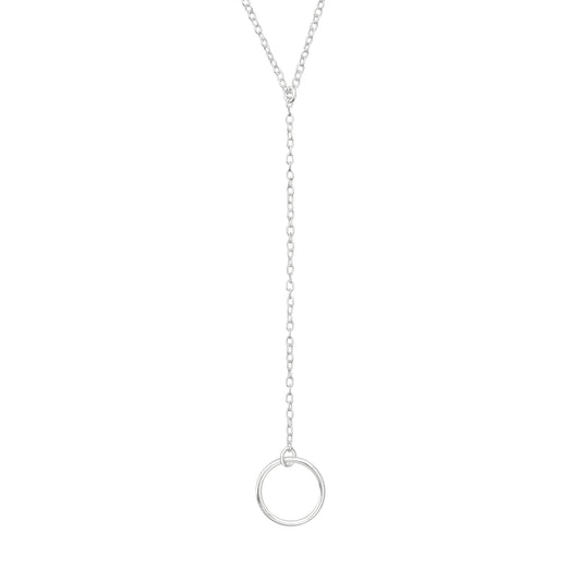 Necklace with an extender and a circle pendant