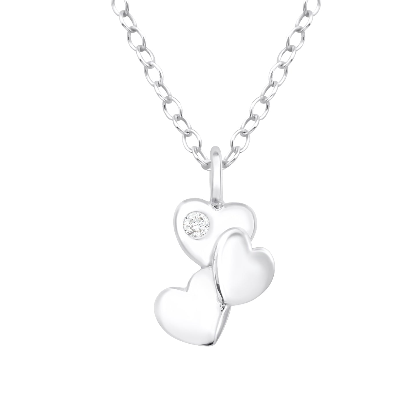 Women’s 925 Sterling Silver Necklace with Three Hearts Pendant and Zirconia – Elegant Design, Anti-Tarnish Finish