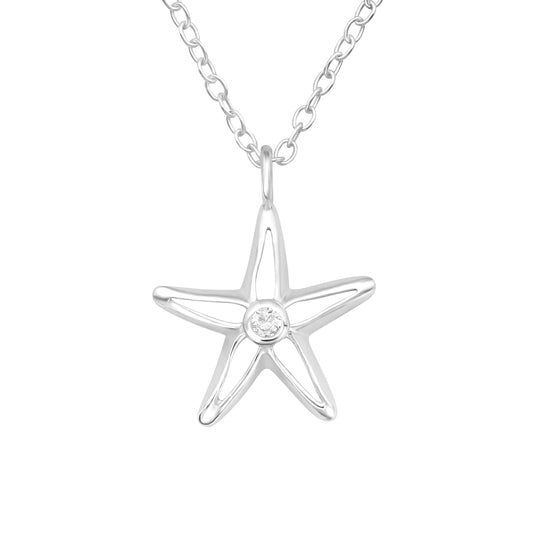 Necklace with a star pendant and a zirconia stone in the center