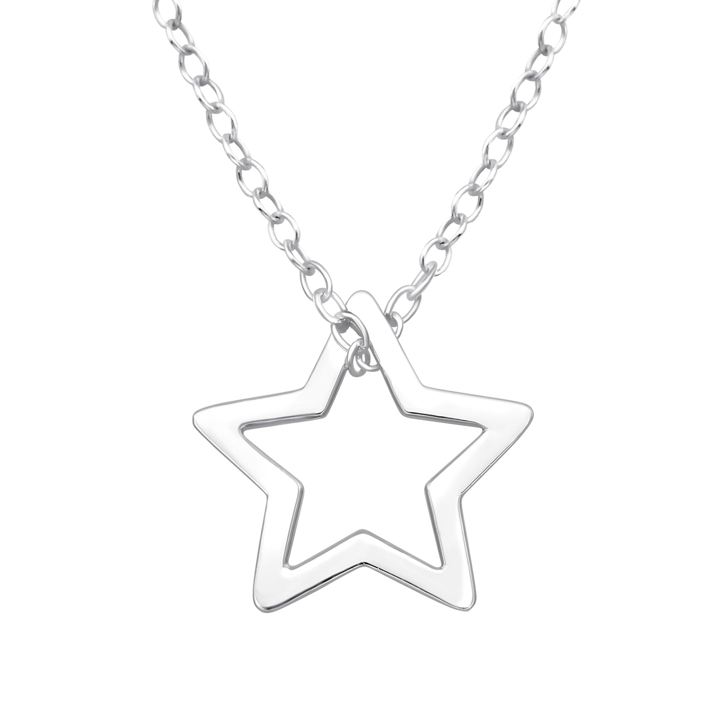 Delicate 925 Sterling Silver Necklace with Hollow Star Pendant