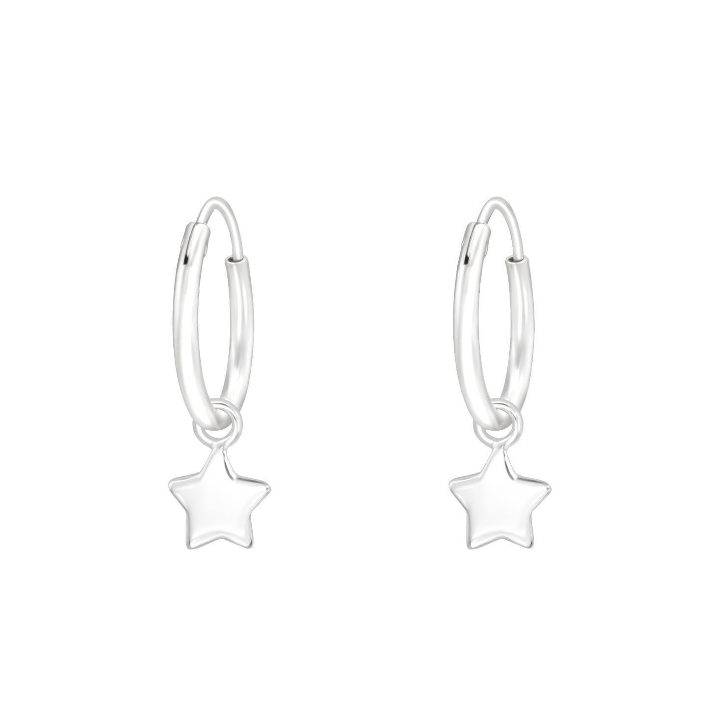 925 Sterling Silver Earrings with Round Hooks and Dangling Star