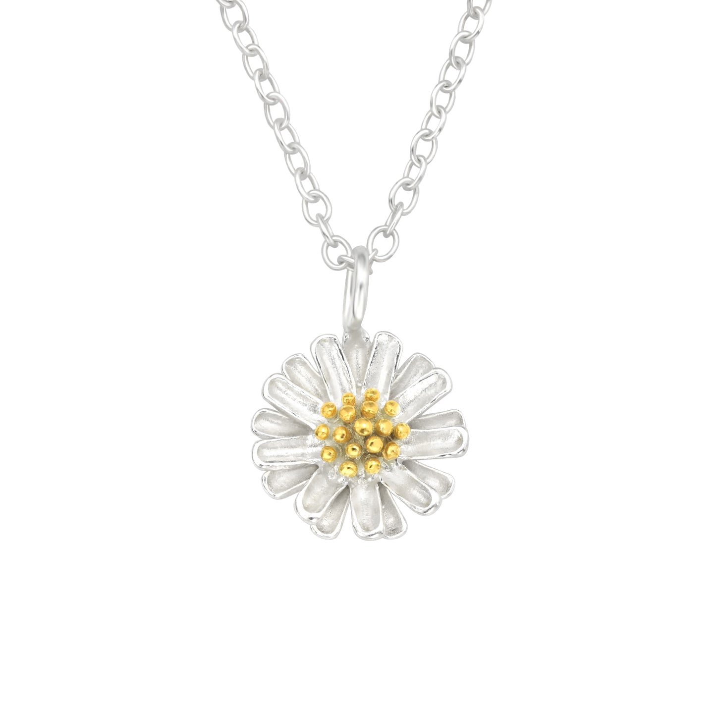 Necklace with a daisy pendant and a golden pistil