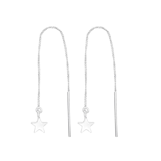 925 Sterling Silver Threader Earrings with Star Charm