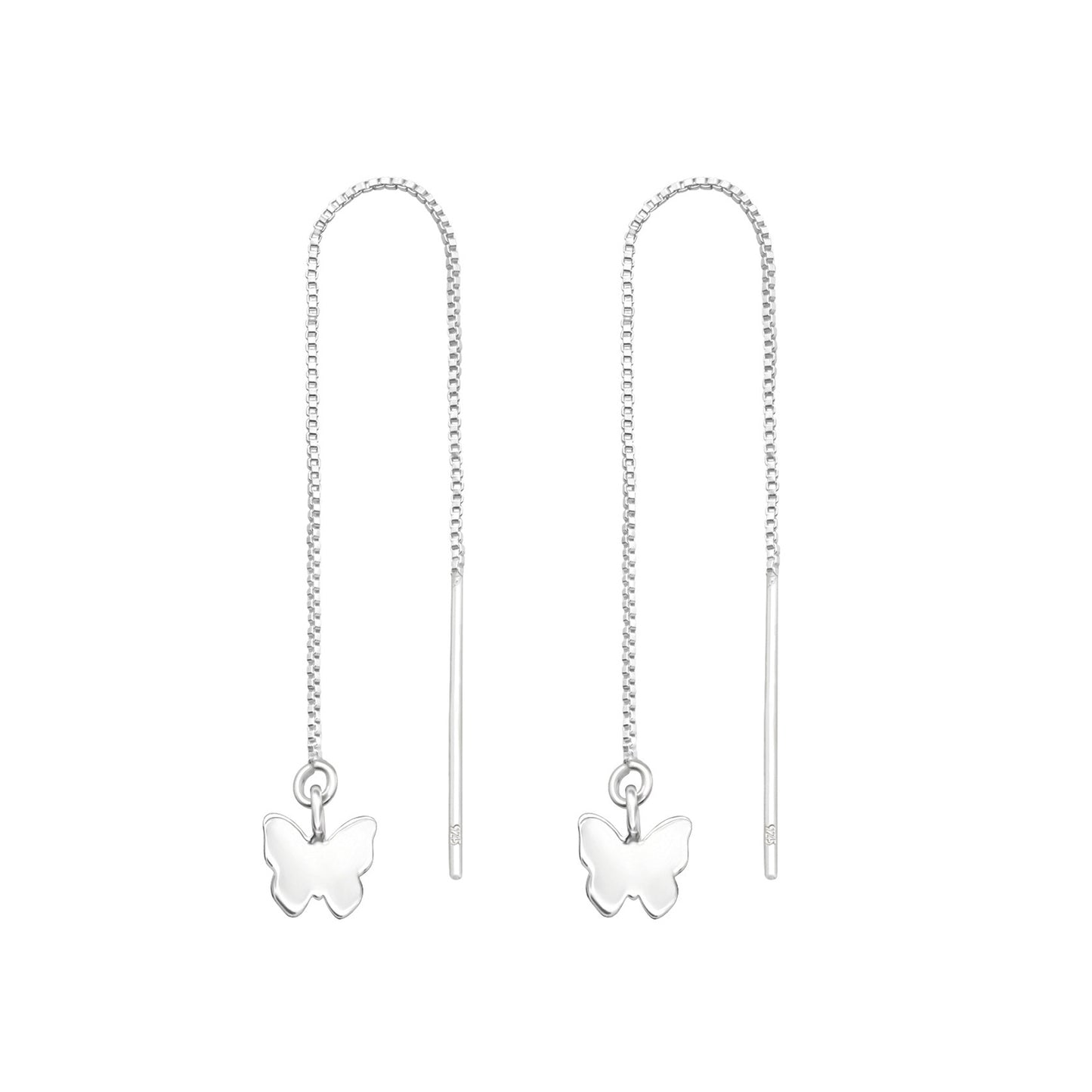 925 Sterling Silver Threader Earrings with Butterfly Charm