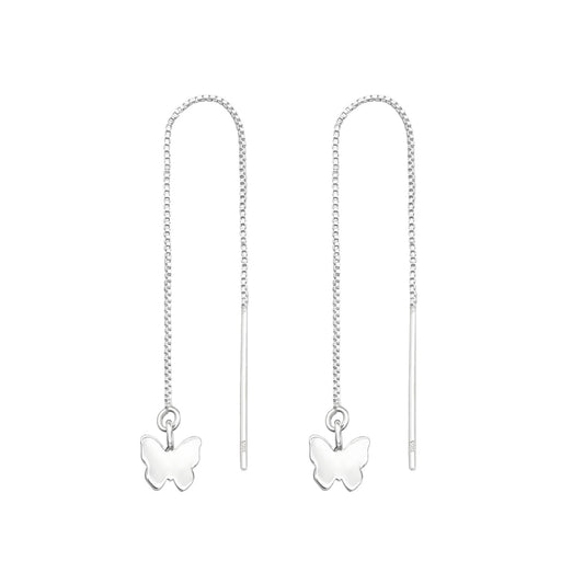 925 Sterling Silver Threader Earrings with Butterfly Charm