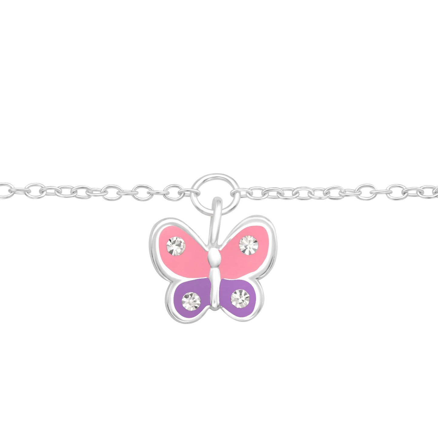 Sterling Silver Butterfly 4 zirconia set for kids – Bracelet and necklace