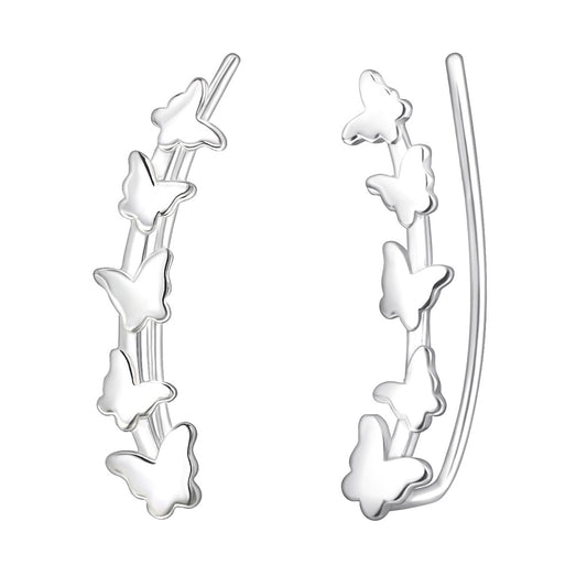 Sterling Silver Earrings  – Elegant Design with 5 Delicate Butterflies