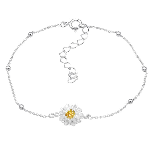 Bracelet with a daisy pendant and a golden pistil