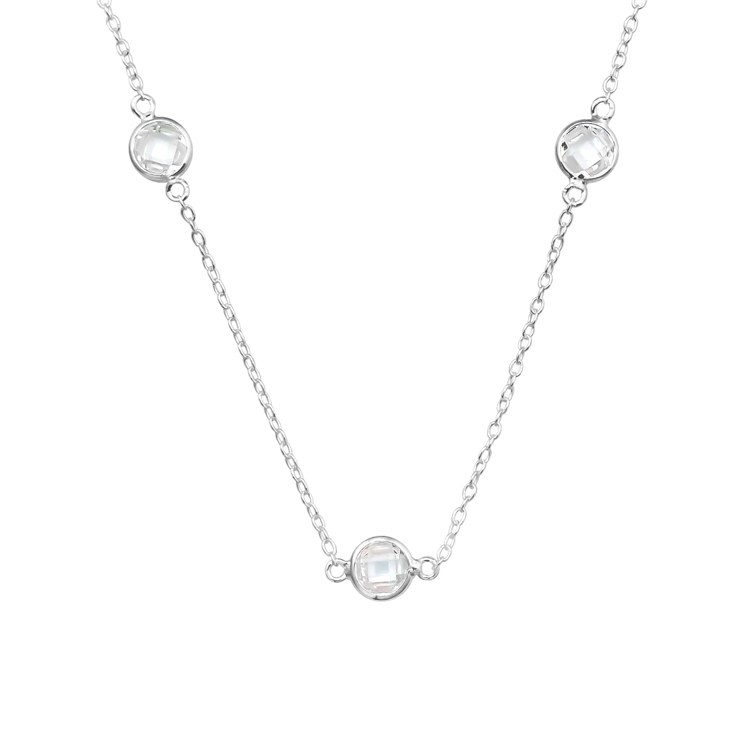 Necklace with 3 white zirconia stones