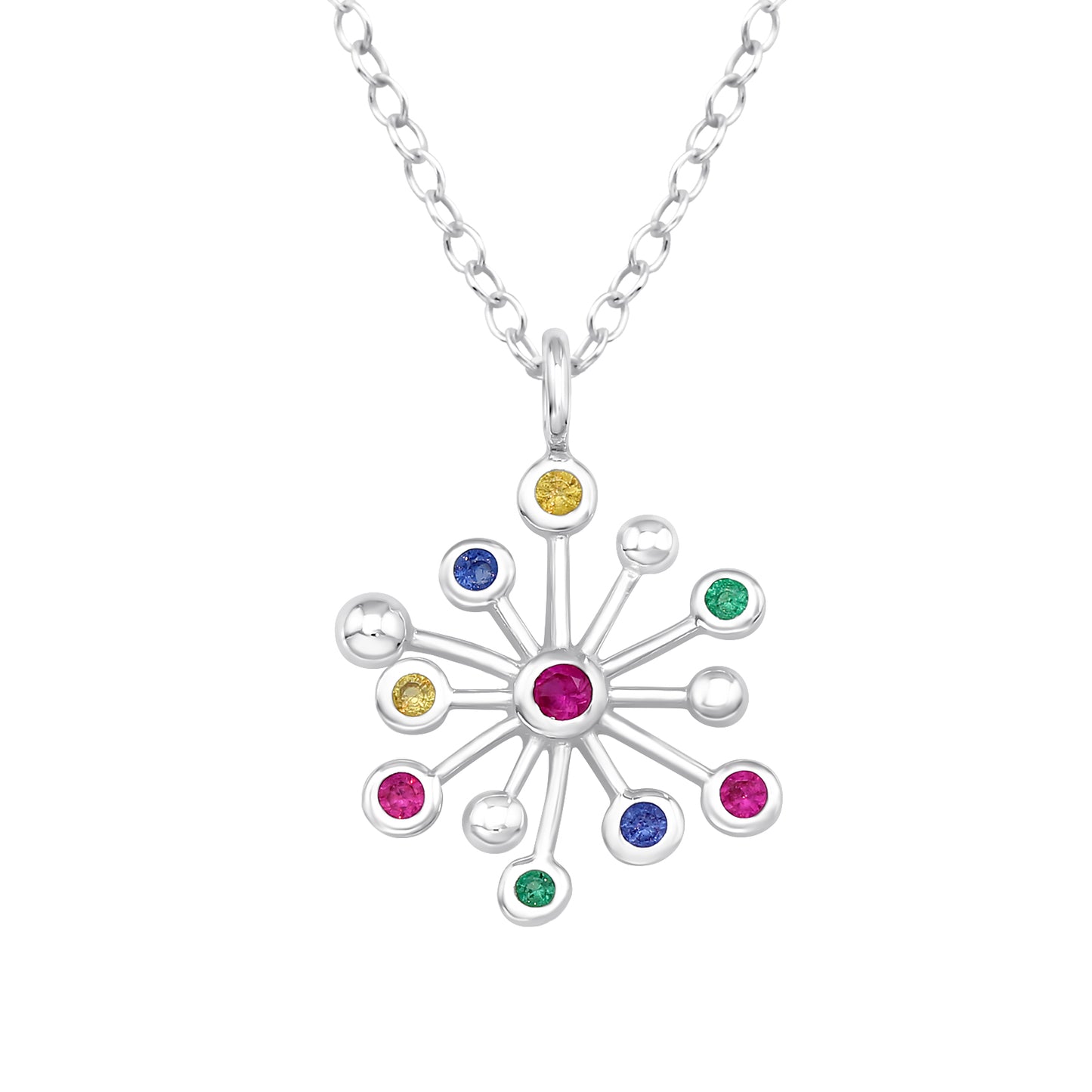 Firework necklace with colorful zirconia stones